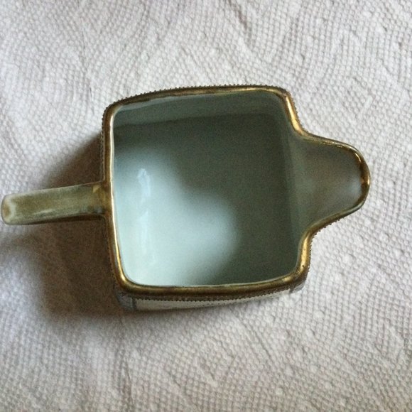ANTIQUE HAND PAINTED SQUARE NIPPON CREAMER ROSES GOLD BLUE PINK SMALL - Picture 8 of 11